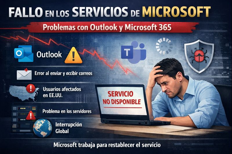 Lectura 3 minutos <br>Fecha: 22/01/2026<br><br>El jueves 22 de enero de 2026 se produjo una interrupción significativa en los servicios de Microsoft 365, afectando especialmente a Outlook, el correo electrónico, así como a otras herramientas como Teams, Defender y Purview